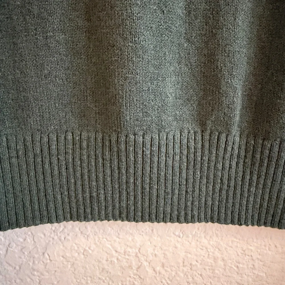 Banana Republic Mens Forest Green Cotton Wool Blend Mock Neck Button‎ Sweater L
